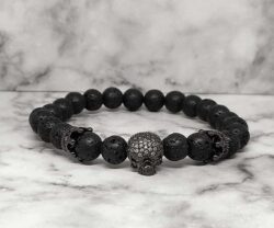 Mei's Everest Black Skull | armband | Edelsteen