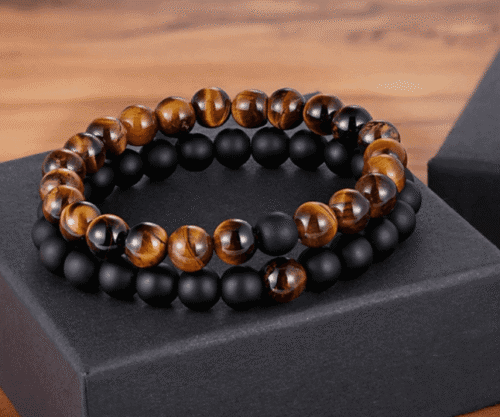 zwarte onyx tijgeroog armband set 2 e1547225810466 Mei's Everest Couple with Claws | armband | Edelsteen zwarte onyx tijgeroog armband set 2 e1547225810466