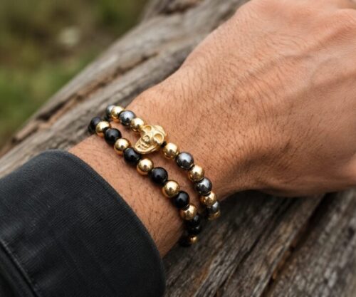 Alternative view of Mei's Everest Golden Skull | armband | Edelsteen