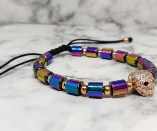 hematiet skull regenboog schuifarmband 2 1 e1548252323185 Mei's Everest The Couple of Steel | armband | Edelsteen hematiet skull regenboog schuifarmband 2 1 e1548252323185