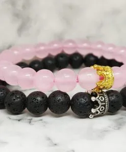 Mei's Everest koppels armband | Loving Royal Couple | zwart roze