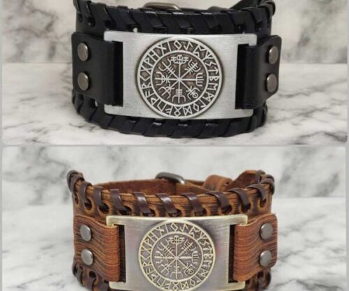 Viking of the nordic Mei's Jewellery Mei’s Viking Viking of the Nordic armband van leer in bruin en zwart