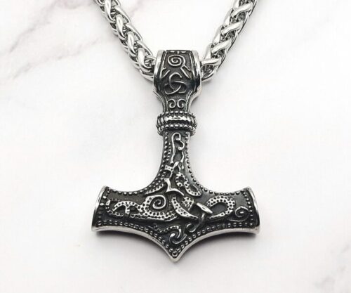 Viking with Hammer Mei's Jewellery Mei’s Viking Viking with Hammer ketting van roestvrij staal in zilver