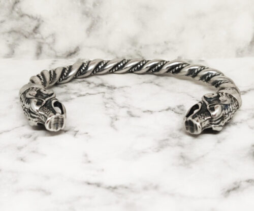 Mei’s Viking Wolf Ring armband van roestvrij staal in zilver