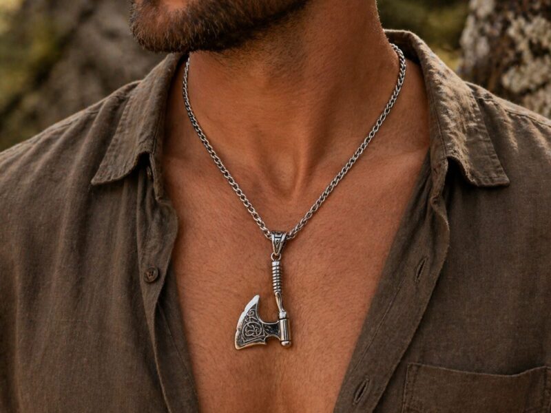 Viking with Axe sierfoto Mei's Viking Viking with Axe | ketting | Stainless Steel Mei's Viking Viking with Axe | ketting | Stainless Steel - Afbeelding 2