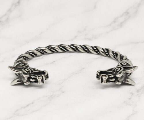 Mei’s Viking Nordic Wolf armband van roestvrij staal in zilver