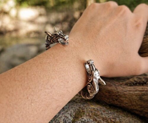 Alternative view of Mei's Viking Nordic Wolf | armband | Stainless Steel