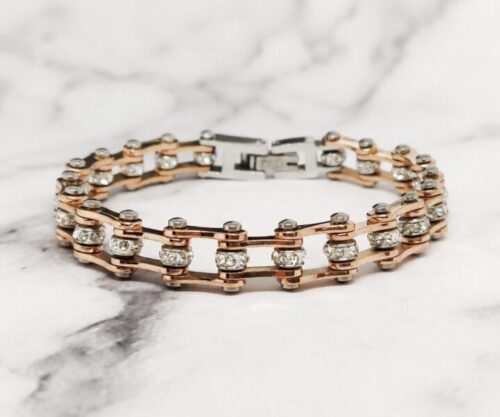 Mei’s Muse Biker Chain armband van roestvrij staal in roségoud (15,5 cm) en zilver (15 cm)