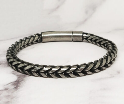 Mei’s Muse Tough Biker armband van roestvrij staal in grijs