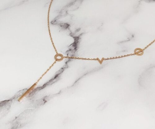 Mei’s Muse Love Chain ketting van titanium staal in rosegoud