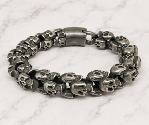Mei’s Muse The Skulls armband van roestvrij staal in grijs