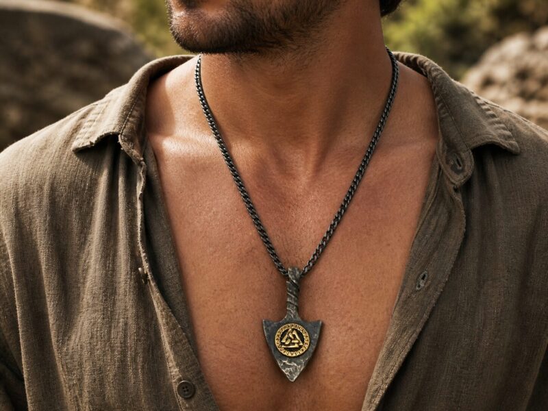 Valknut Arrow sierfoto Mei's Viking Valknut Arrow | ketting | Stainless Steel Mei's Viking Valknut Arrow | ketting | Stainless Steel - Afbeelding 2