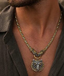 Alternative view of Mei's Viking Wolf & Dragons | ketting | Stainless Steel