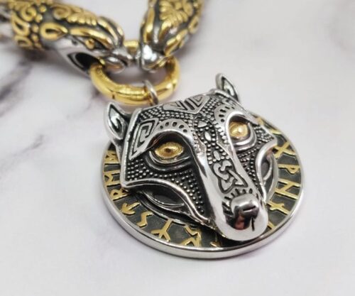 Wolf Dragons 4 scaled e1618488208702 Mei's Viking Wolf & Dragons | ketting | Stainless Steel Wolf Dragons 4 scaled e1618488208702