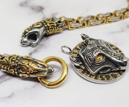 Wolf Dragons 7 scaled e1618488377750 Mei's Viking Wolf & Dragons | ketting | Stainless Steel Wolf Dragons 7 scaled e1618488377750
