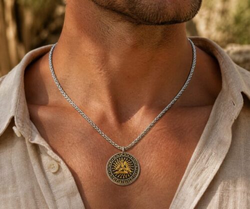 Alternative view of Mei's Viking Valknut & Axe | ketting | Stainless Steel