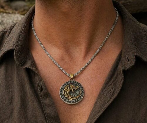 Alternative view of Mei's Viking Wolf Moon | ketting | Stainless Steel