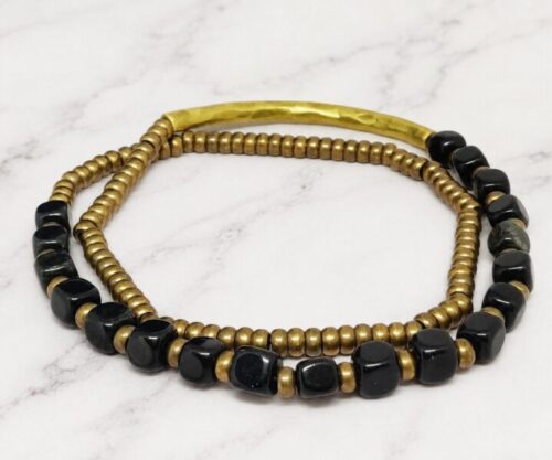 Mei’s Tibetan Copper Onyx armband van edelsteen in koper en zwart