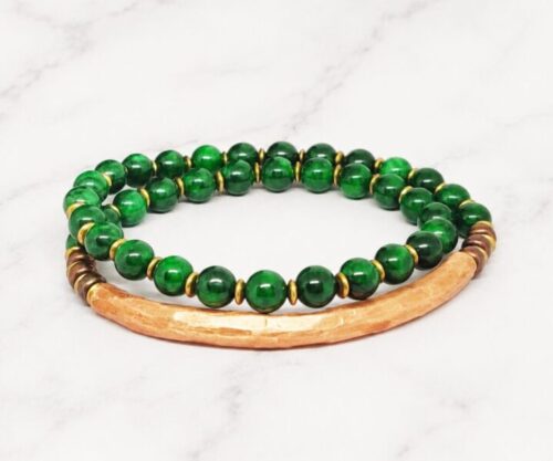 Mei’s Tibetan Coppery Jade armband van edelsteen in koper en groen