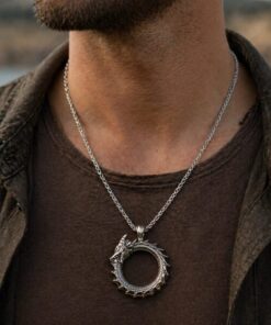 Alternative view of Mei's Viking Dragon Round | ketting | Stainless Steel