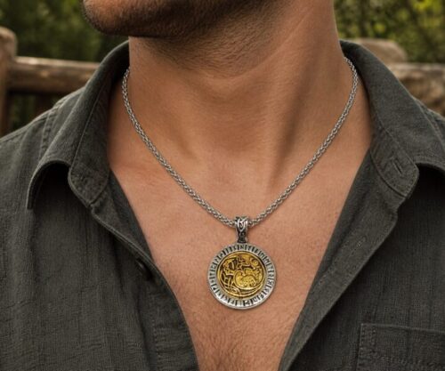 Alternative view of Mei's Viking Spinning Wolf Moon | ketting | Stainless Steel