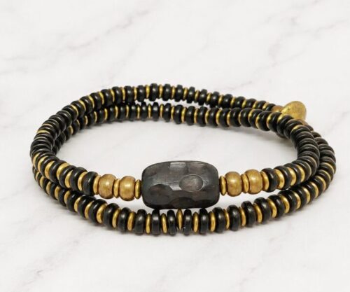 Mei’s Tibetan Vintage Ebony armband van hout in koper en zwart