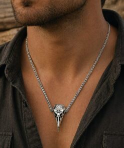 Alternative view of Mei's Viking Raven Skull | ketting | Stainless Steel