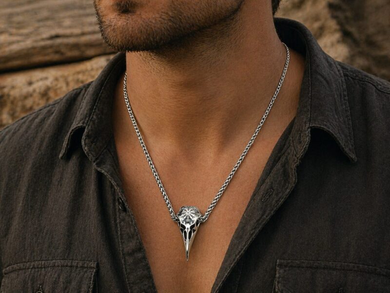 Raven Skull sierfoto Mei's Viking Raven Skull | ketting | Stainless Steel Mei's Viking Raven Skull | ketting | Stainless Steel - Afbeelding 2