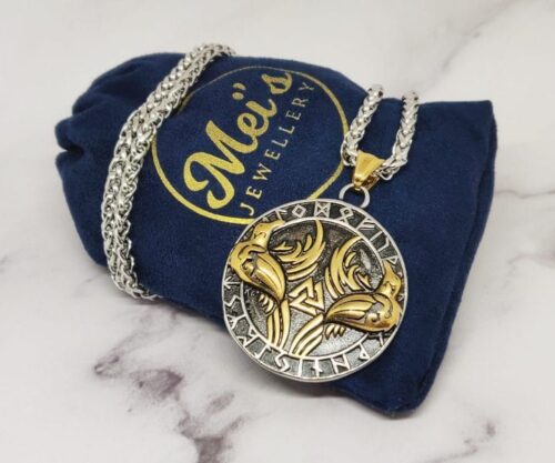 Raven Valknut 10 scaled e1643203389943 Mei's Viking Raven Valknut | ketting | Stainless Steel Raven Valknut 10 scaled e1643203389943