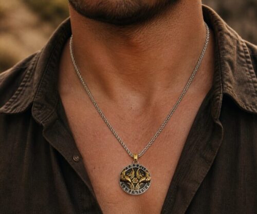 Alternative view of Mei's Viking Raven Valknut | ketting | Stainless Steel