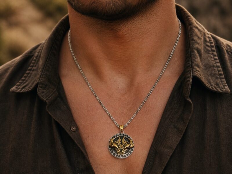Raven Valknut sierfoto Mei's Viking Raven Valknut | ketting | Stainless Steel Mei's Viking Raven Valknut | ketting | Stainless Steel - Afbeelding 2