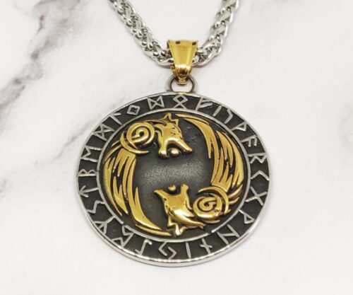 Mei’s Viking Wolves Of Odin ketting van roestvrij staal in goud en zilver