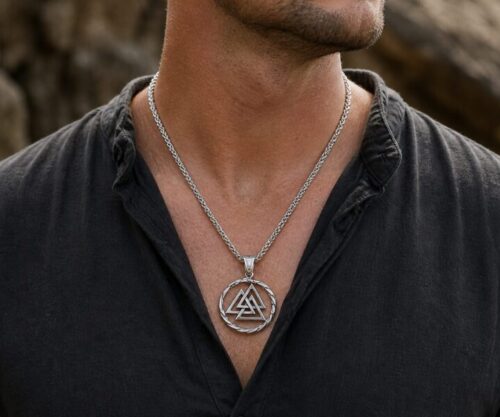 Alternative view of Mei's Viking Wyrm Valknut | ketting | Stainless Steel