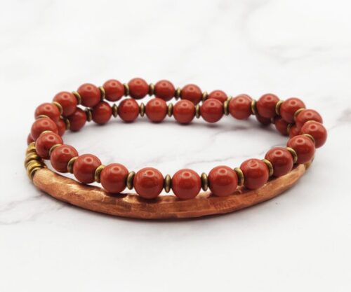 Mei’s Tibetan Coppery Jasper armband van edelsteen in koper en rood