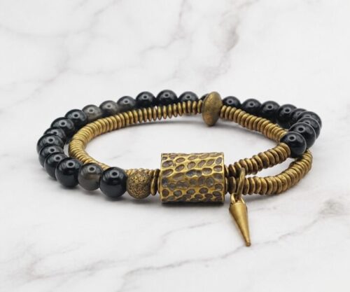 Mei’s Tibetan Copper Obsidian armband van edelsteen in koper en zwart