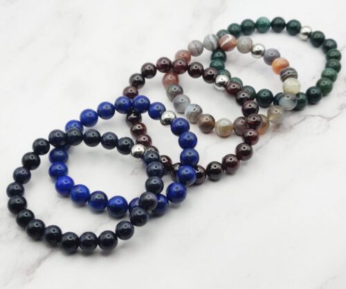 Mei’s Handmade Earth Stones armband van edelsteen in blauw, bruin en groen