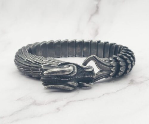 Mei’s Viking The Wyrm armband van roestvrij staal in grijs