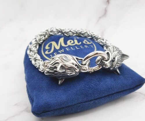 Guarding Wolves 2 Mei's Viking Guarding Wolves | armband | Stainless Steel Guarding Wolves 2