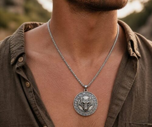 Alternative view of Mei's Viking Runic Wolf | ketting | Stainless Steel