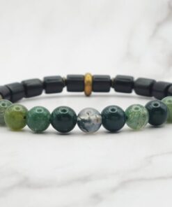 Mei's | Tibetan Moss Stones | armband | Edelsteen & Hout