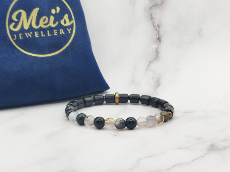 Woody Stones 2 Mei's Tibetan armband | Woody Stones | Edelsteen - Hout | zwart - koper Mei's Tibetan armband | Woody Stones | Edelsteen - Hout | zwart - koper - Afbeelding 2