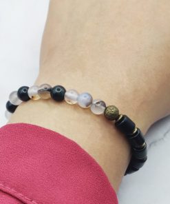 Woody Stones 3 Mei's Tibetan armband | Woody Stones | Edelsteen - Hout | zwart - koper Woody Stones 3