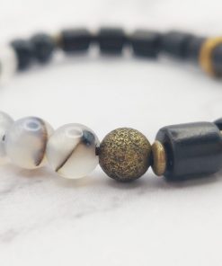 Woody Stones 6 Mei's Tibetan armband | Woody Stones | Edelsteen - Hout | zwart - koper Woody Stones 6