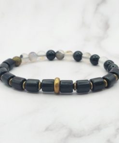 Woody Stones 7 Mei's Tibetan armband | Woody Stones | Edelsteen - Hout | zwart - koper Woody Stones 7