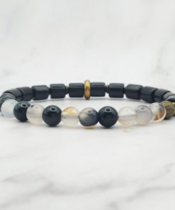 Woody Stones 8 Mei's Tibetan armband | Woody Stones | Edelsteen - Hout | zwart - koper Woody Stones 8