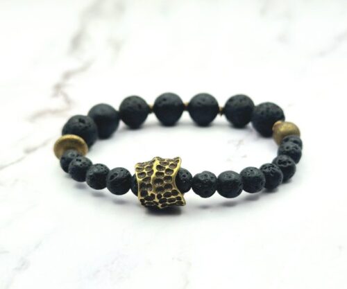 Elemental Lava 6 Mei's Tibetan Elemental Lava | armband | Edelsteen Elemental Lava 6