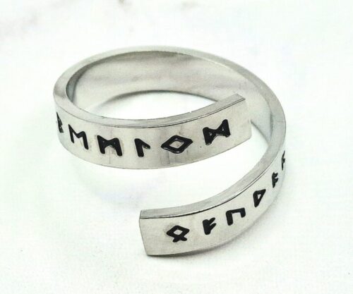 Mei’s Viking The Runes ring van roestvrij staal in zilver