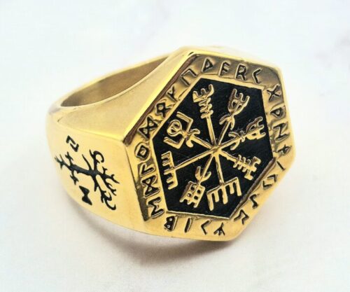 Mei’s Viking Golden Mystic Ring van roestvrij staal in goud
