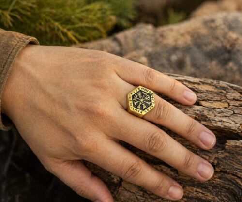 Alternative view of Mei's Viking Golden Mystic Ring | ring | Stainless Steel