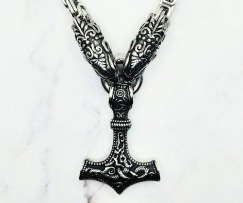 Mei’s Viking Steel Dragon Hammer ketting van roestvrij staal in goud en zilver